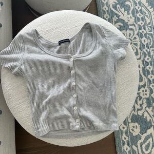 Brandy Melville grey and white striped tee